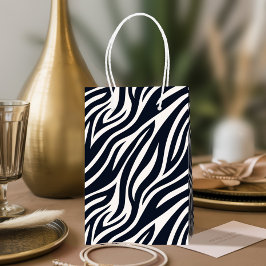 Bold Zebra Skin Pattern Black & White ID1151 Mittlere Geschenktüte