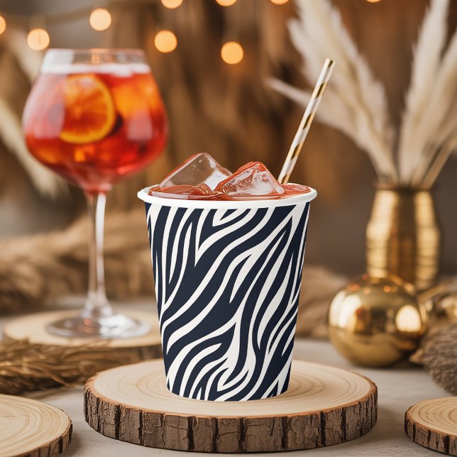 Bold Zebra Skin Pattern Black & White ID1151 Pappbecher (Von Creator hochgeladen)