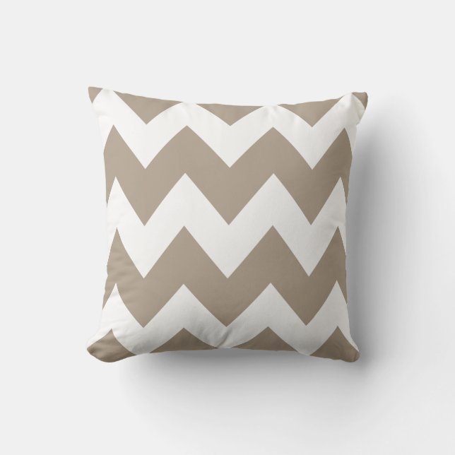 Bold Zickzack Zigzag Muster Beige White Kissen (Vorderseite)