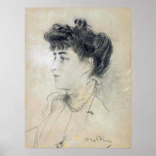 Boldini - Dame mit Perlenhalskette Poster