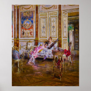 Boldini - ein Lute-Player und ein Zuhörer Poster