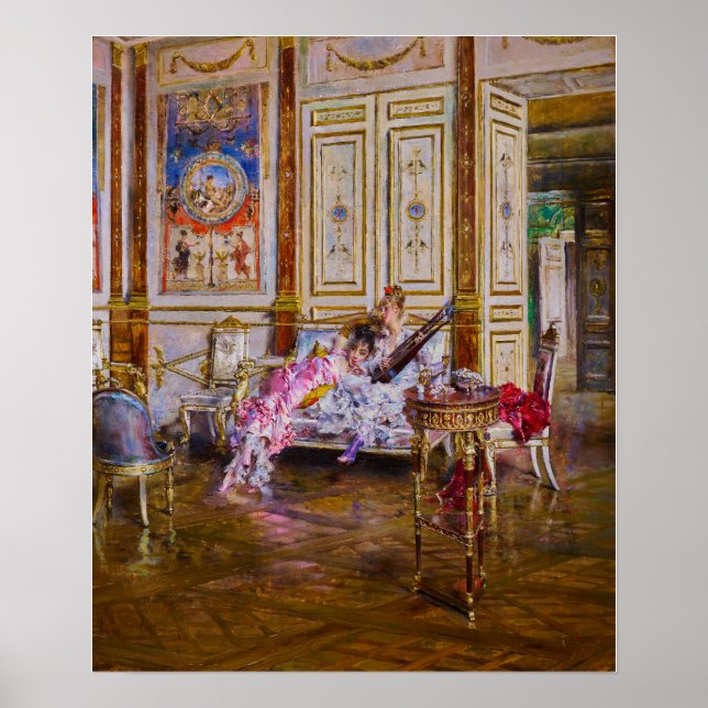 Boldini - ein Lute-Player und ein Zuhörer Poster (Vorne)