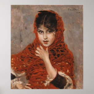 Boldini - Mädchen mit rotem Schaf Poster