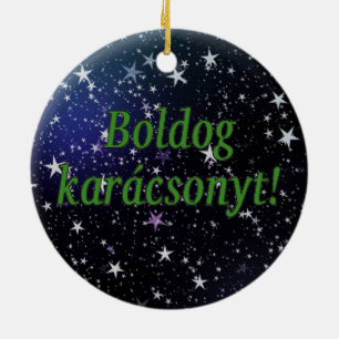 Boldog karácsonyt! Frohe Weihnachten im Keramikornament