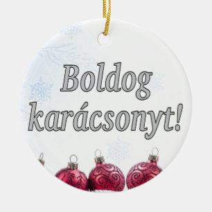 Boldog Karácsonyt! Frohe Weihnachten im ungarische Keramik Ornament