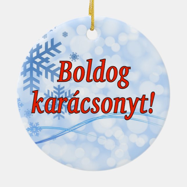 Boldog Karácsonyt! Frohe Weihnachten in Ungarisch  Keramikornament (Hinten)