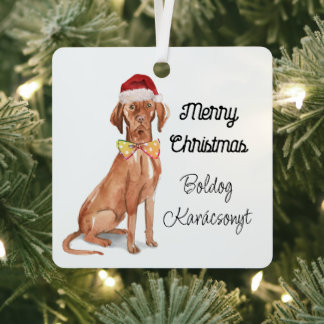 Boldog Karácsonyt Vizsla Ornament Aus Metall