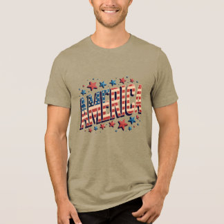 "Bolely America" - Vintage Patriotische Sternexplo Tri-Blend Shirt
