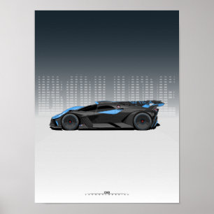 Bolide Hypercar - Futuristic Black and Blue car Poster