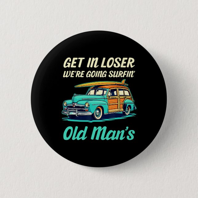 Bolinas Beach Surfer Männer Frauen Surfboard Cool  Button (Vorderseite)