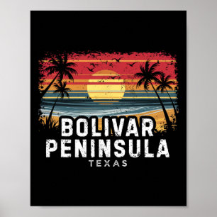 Bolivar-Halbinsel Texas Surfbrett Strand Poster