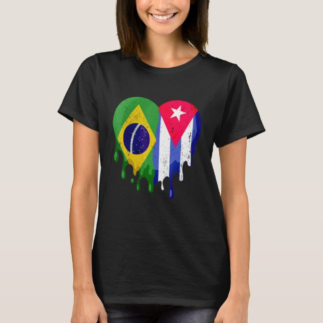 Bolivia Cuba Flag Heart Citizen Grown Patriot Coun T-Shirt (Vorderseite)