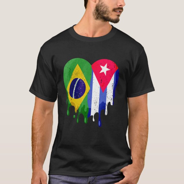Bolivia Cuba Flag Heart Citizen Grown Patriot Coun T-Shirt (Vorderseite)