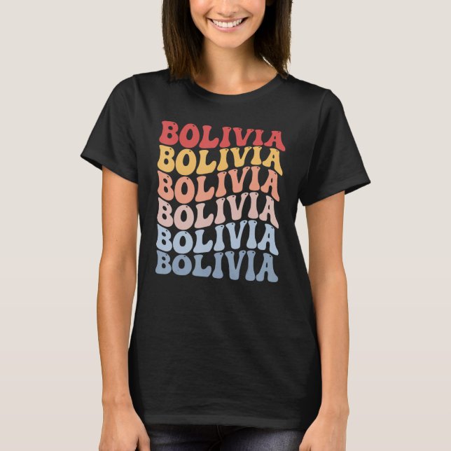 Bolivia Groovy Retro Bolivian T-Shirt (Vorderseite)