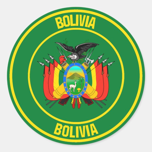 Bolivia Round Emblem Runder Aufkleber (Vorderseite)
