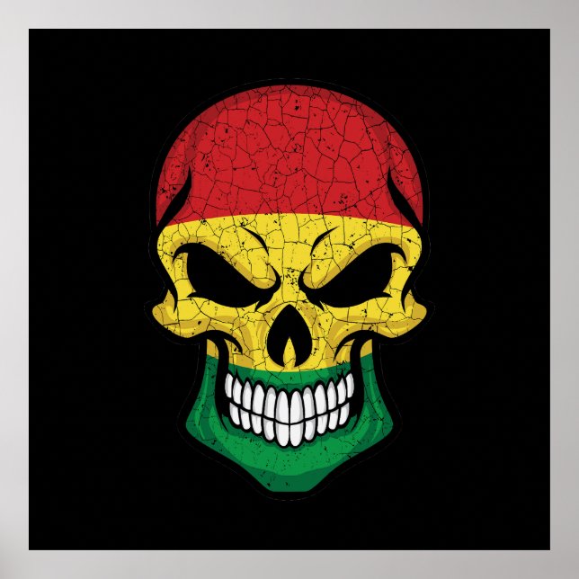Bolivia Smiling Skull Flag Poster (Vorne)
