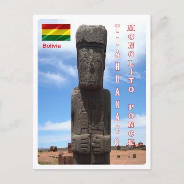 Bolivia - Tiahuanaco - Monolito Ponce - Postkarte (Vorderseite)