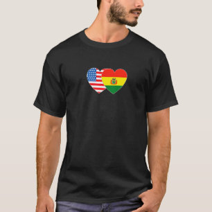 Bolivia & USA-Flagge Zwillingsherz 4 bolivianische T-Shirt