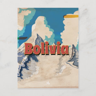 Bolivia Vintage Travel Poster Postkarte