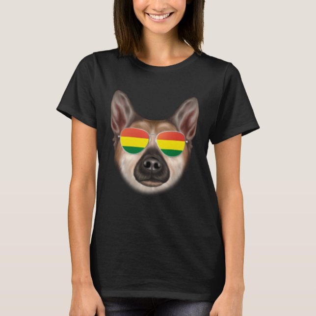 Bolivian Flag Norwegian Buhund Dog Bolivia Pocket T-Shirt (Vorderseite)