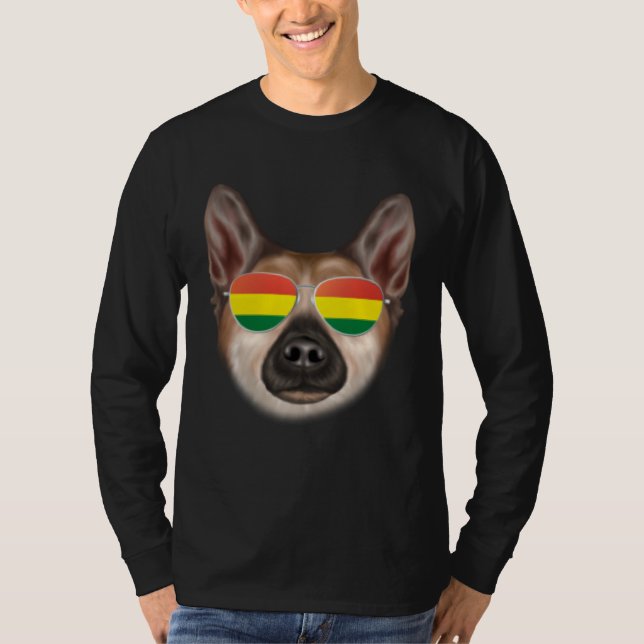 Bolivian Flag Norwegian Buhund Dog Bolivia Pocket T-Shirt (Vorderseite)