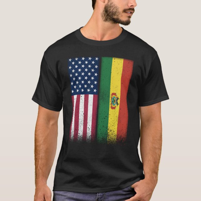 Bolivian Flag USA And Bolivia Flags Proud Bolivia T-Shirt (Vorderseite)