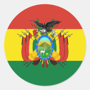 Bolivianische Flagge und Wappen, Flagge Boliviens Runder Aufkleber