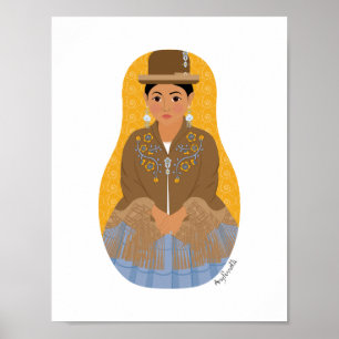 Bolivianischer, Aymara-Matroschka-Plakat Poster