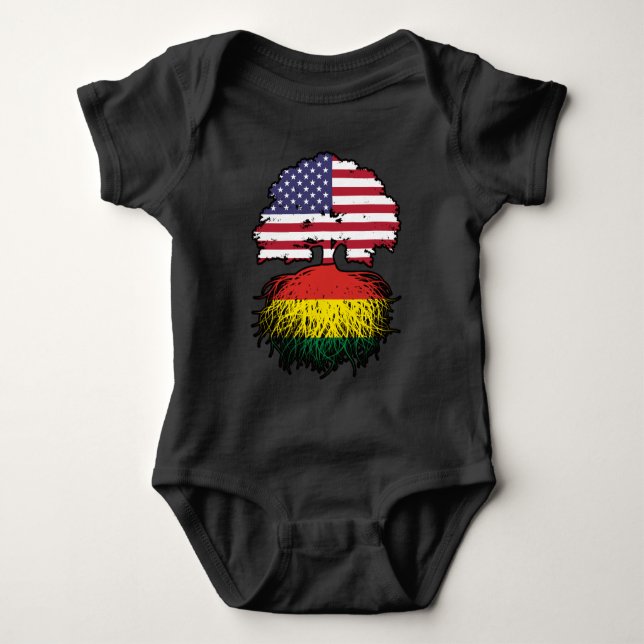 Bolivien Bolivian American USA Tree Roots Flag Baby Strampler (Vorderseite)