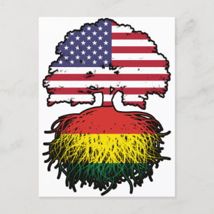 Bolivien Bolivian American USA Tree Roots Flag Postkarte