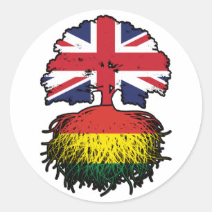 Bolivien Bolivian British UK Tree Roots Flag Runder Aufkleber