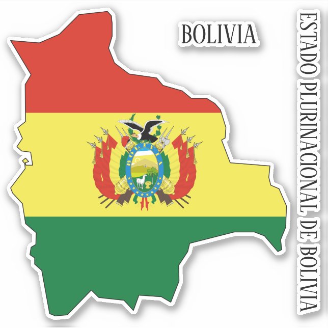 Bolivien Flag Map Aufkleber (Vorderseite)