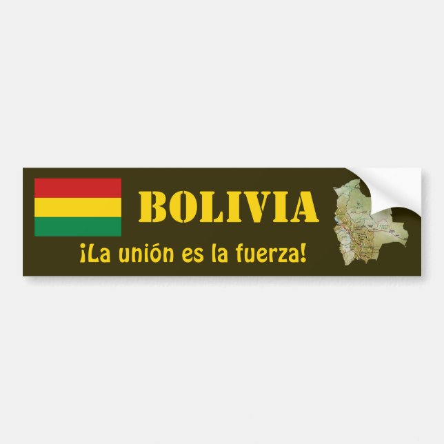 Bolivien Flag + Map Autoaufkleber (Vorne)