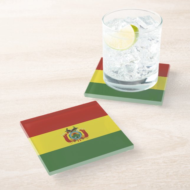 Bolivien-Flagge Glasuntersetzer (Schrägansicht)
