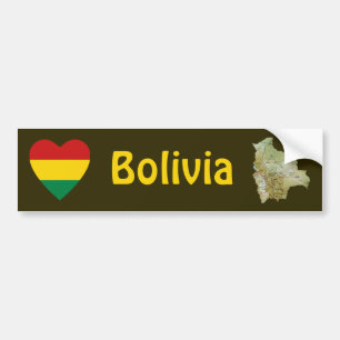Bolivien-Flagge Herz + Karte Aufkleber Autoaufkleber
