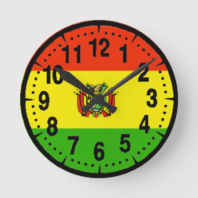 Bolivien-Flagge Runde Wanduhr (Vorderseite)
