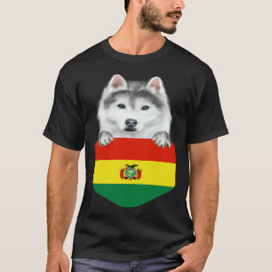 Bolivien-Flagge Sibirischer Husky-Hund in der Tasc T-Shirt