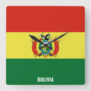 Bolivien Flagge Strahlend Patriotisch Quadratische Wanduhr