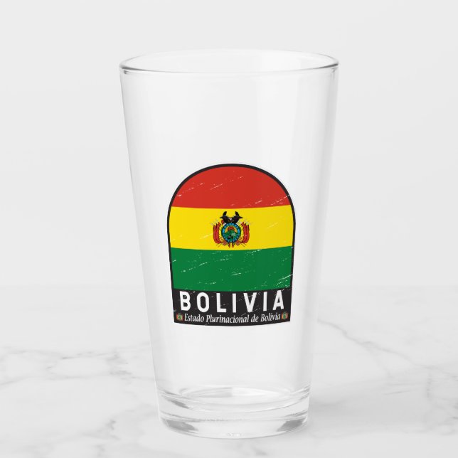Bolivien-Flaggenemblem gestört Vintag Glas (Vorderseite)