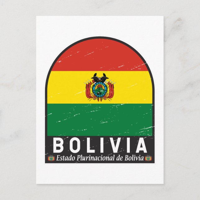 Bolivien-Flaggenemblem gestört Vintag Postkarte (Vorderseite)