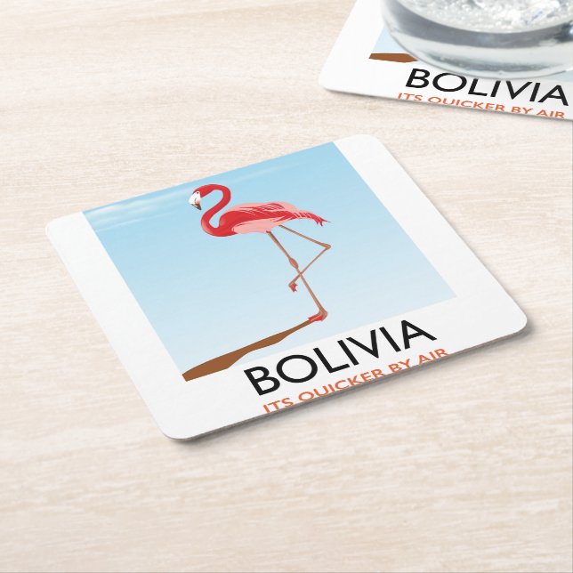 Bolivien Flamingo Reiseplakat Rechteckiger Pappuntersetzer (angewinkelt)