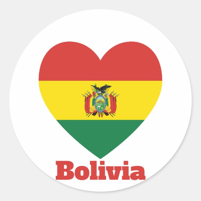 Bolivien Heart Flag Runder Aufkleber (Vorderseite)
