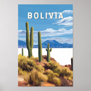 Bolivien Illustration Travel Art Vintag Poster
