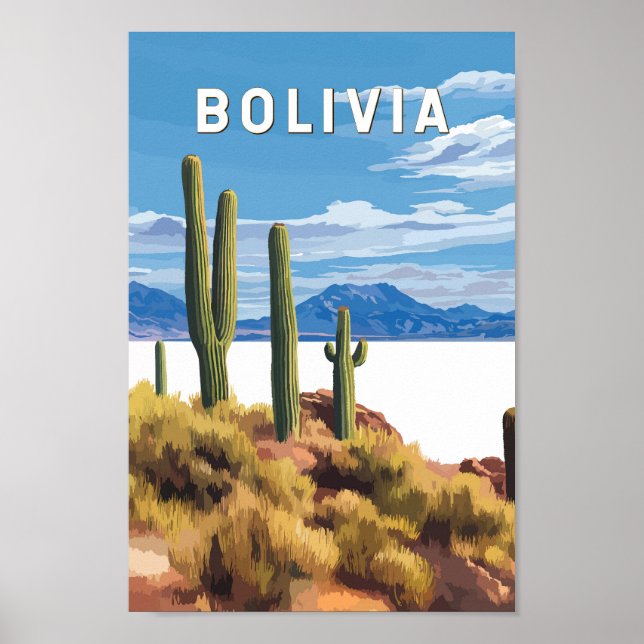 Bolivien Illustration Travel Art Vintag Poster (Vorne)
