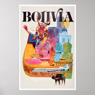 Bolivien Kunst Südamerika Reiseplakat Vintage Poster