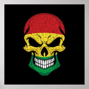 Bolivien Lächelnde Schädel-Flagge Poster