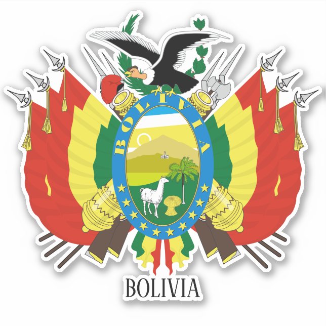 Bolivien National Coat of Arms Patriotic Aufkleber (Vorderseite)