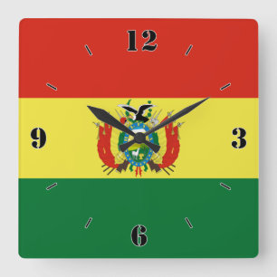 Bolivien National Flag Patriotic Quadratische Wanduhr