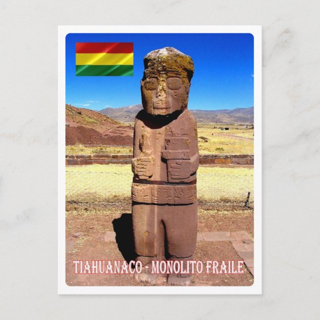 Bolivien - Tiahuanaco - Monolito Fraile - Postkarte (Vorderseite)