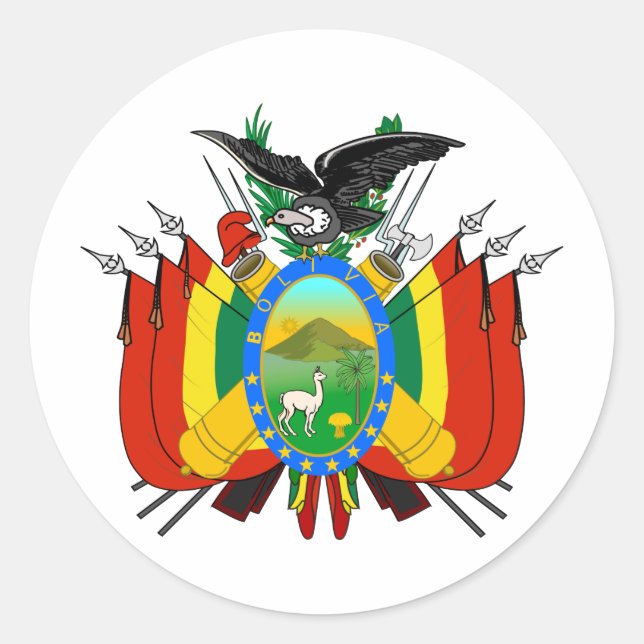 Bolivien Wappen BO Runder Aufkleber (Vorderseite)